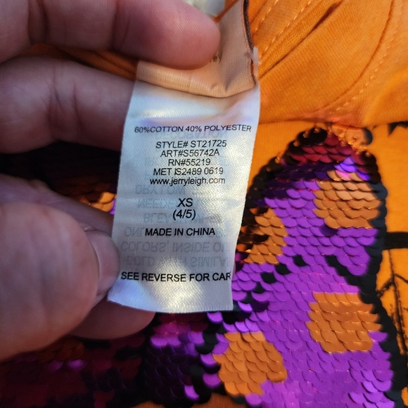 Disney Halloween Orange Long Sleeve Tee T-Shirt Minnie Mouse Sequin Bow Girls XS - Picture 6 of 8